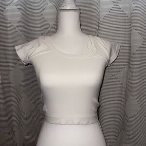 T.J.Maxx Cream Cap Sleeve Crop Top